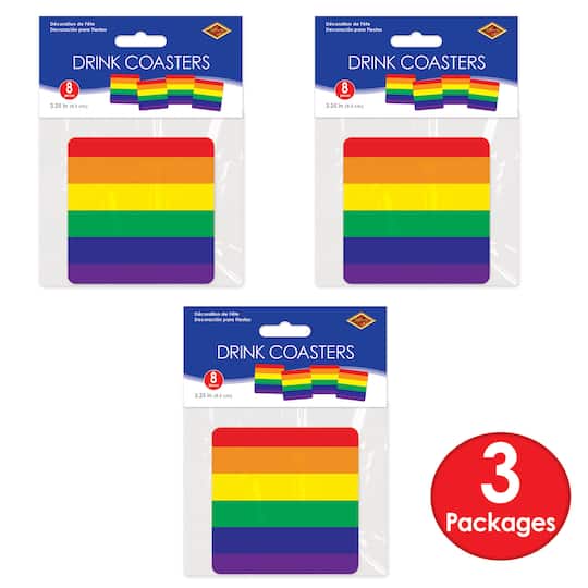 Beistle 3.25" Rainbow Coasters, 24ct.